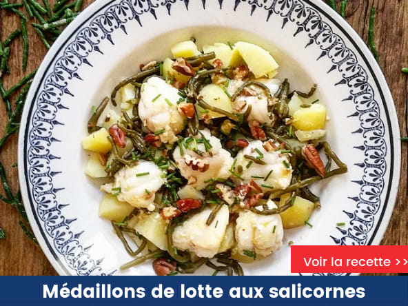 Médaillons de lotte aux salicornes et à l’orange